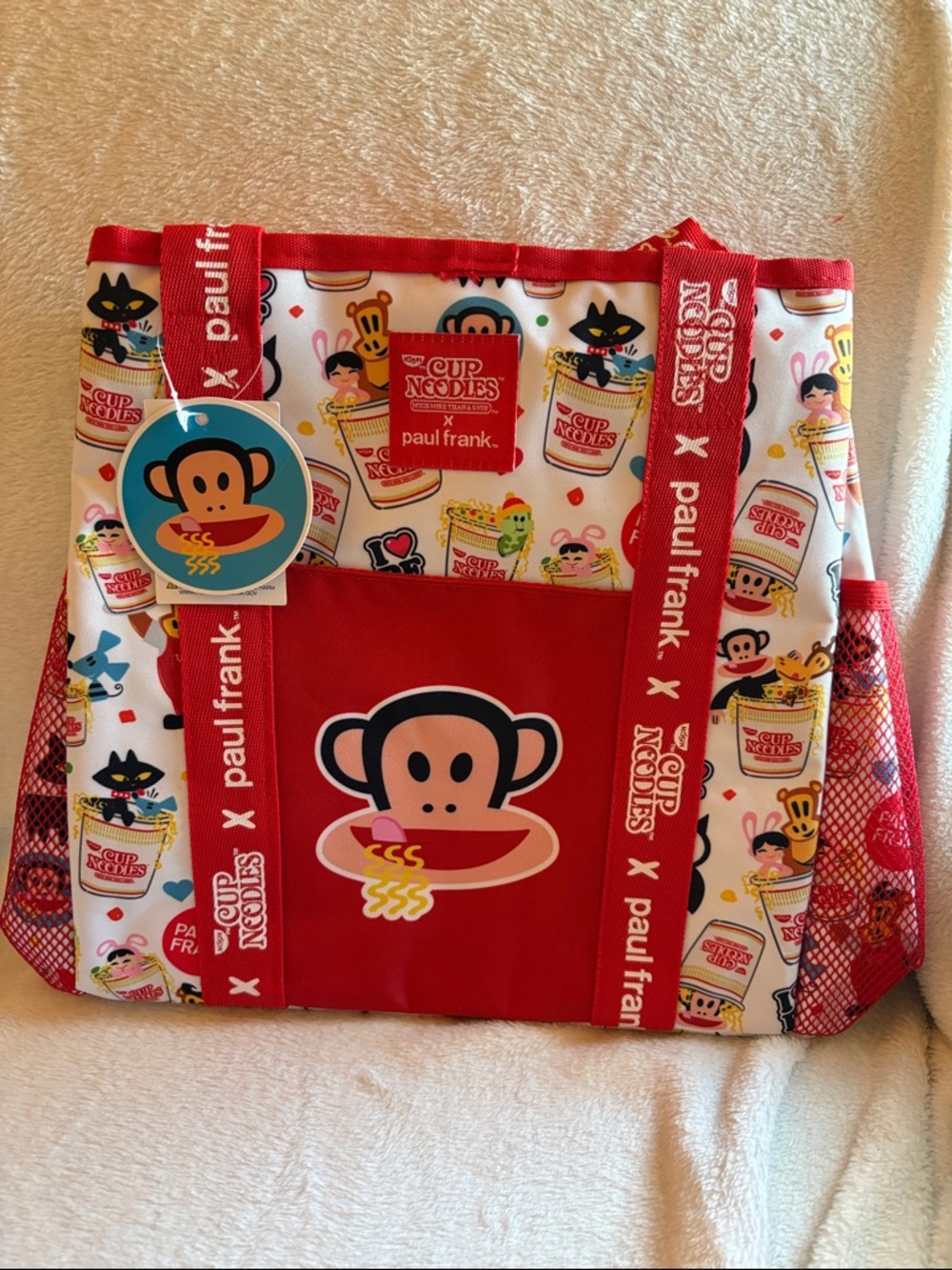 Paul Frank Red and White Julius Cup Noodles Tote